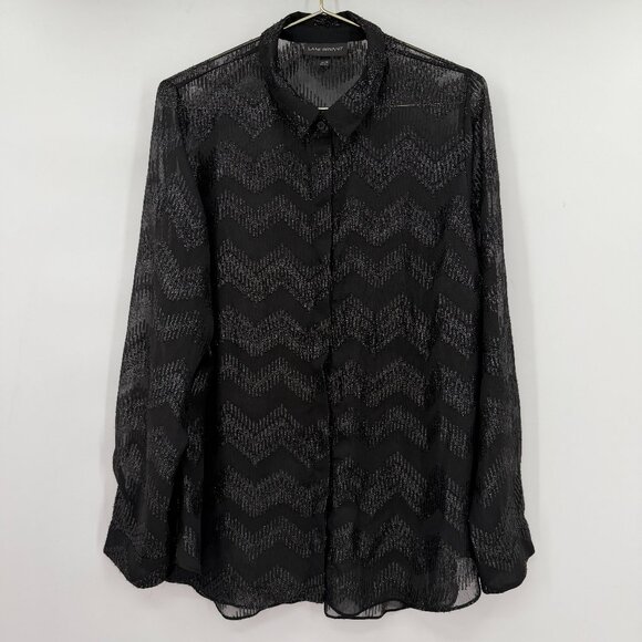 Lane Bryant  Plus Black Sheer Metallic Chevron Blouse Holiday– Women’s 18/20 - Picture 1 of 11